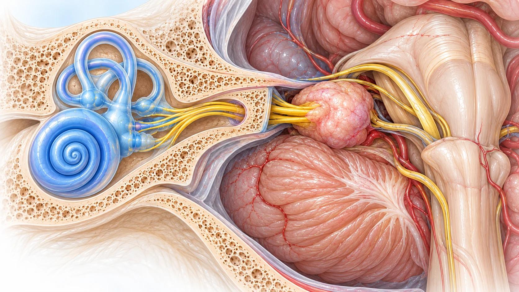 Schwannoma vestibolare: piccolo tumore benigno sul nervo vestibolare tra condotto uditivo interno e angolo ponto-cerebellare